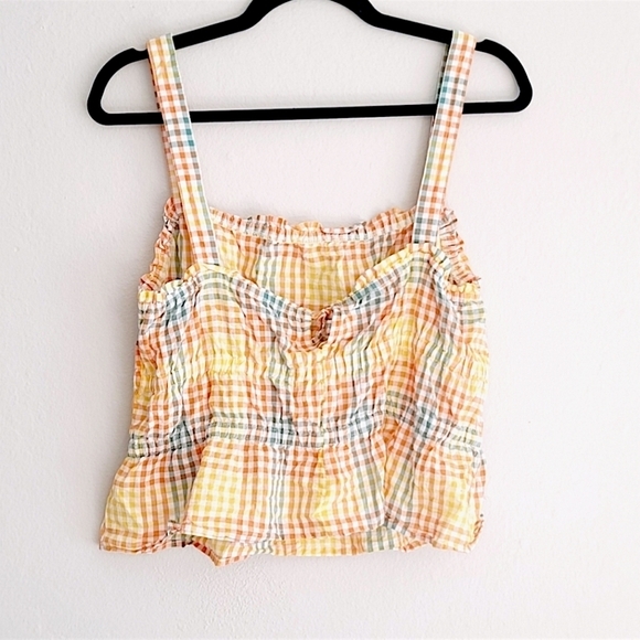 Madewell Seersucker Sophia Peplum Tank - Size L - Picture 3 of 6